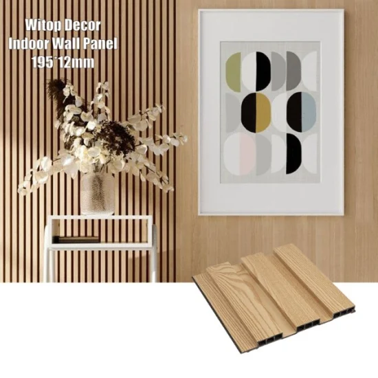 Tablero de revestimiento compuesto de madera y plástico interior Revestimiento de madera Vinilo Decorativo Revestimiento estriado 3D Panel de pared de PVC WPC