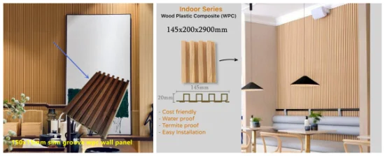 El fondo del hotel del arreglo para requisitos particulares de la muestra adorna el panel de pared estriado del revestimiento compuesto del techo del PVC de WPC